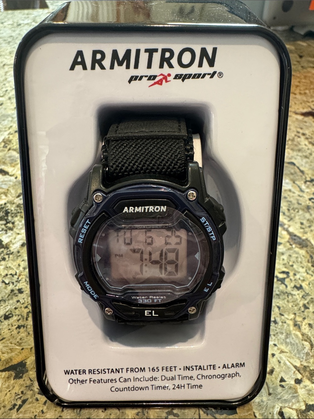 Armitron Black Digital Sport Watch with Blue Accents